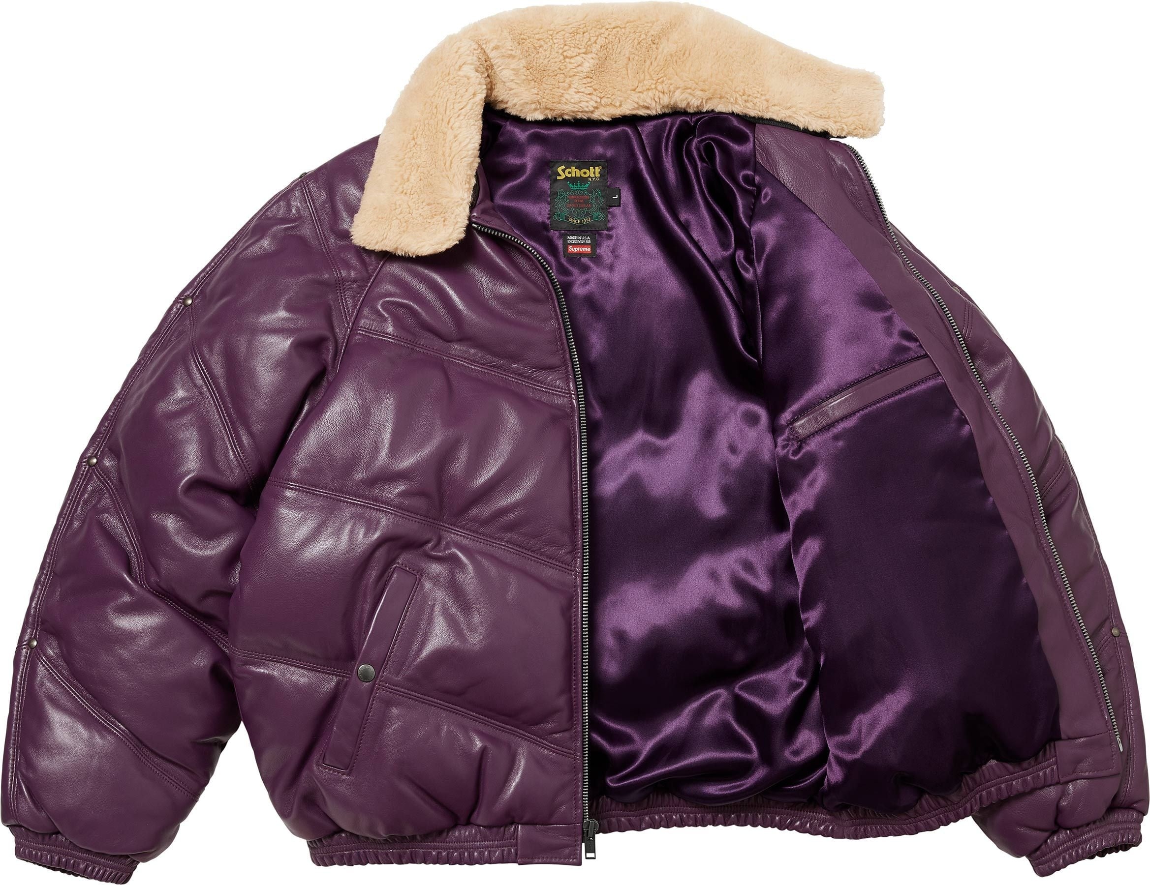 Supreme®/Schott® Chevron Leather Down Puffer Jacket view 20